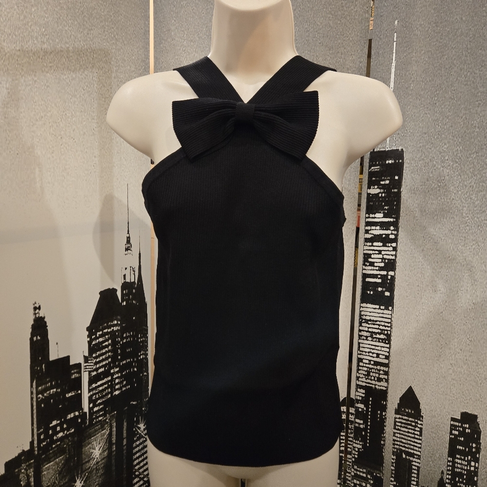 WH|BM new with tags black bow halter top size L